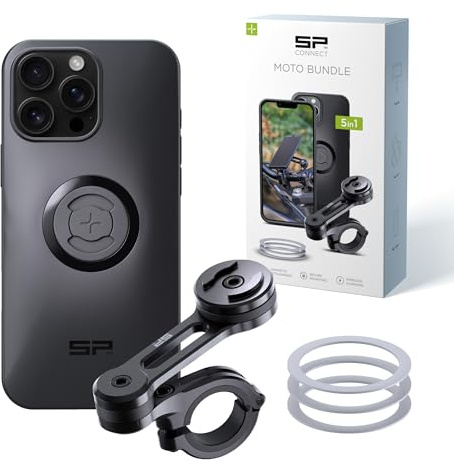 SP CONNECT Moto Bundle | SPC+ | kompatibel mit iPhone 16 Pro Max | Handyhalter für Motorrad Bike Moped Roller | Gadget Halterung für Navi