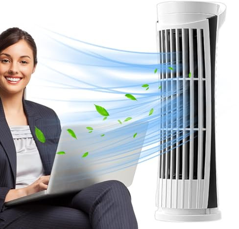 Dreuhuing Ventilador de torre de escritorio,Ventilador de escritorio de torre - Ventilador enfriador silencioso | Ventilador de mesa ajustable silencioso de 10 pulgadas, ventilador de torre de