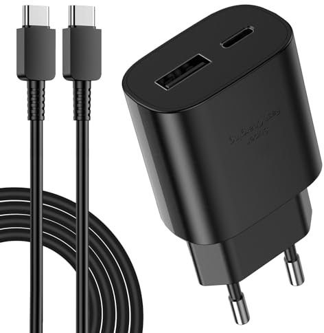 Caricabatterie Samsumg 25W,Caricatore USB C,Rapido Presa USB C Caricabatterie per Samsung Galaxy S22/S22 Ultra/S21 Ultra 5G/S21 FE/S20/S10/S9/A13,Alimentatore Ricarica Spinotto con Tipo C Cavo