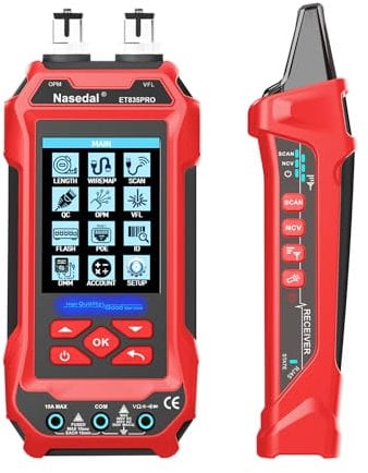 Network Cable Tester Optical Power Meter VFL Multimeter 4 in 1,Wire Tracer Toner Generator RJ45 CAT5 CAT6 CAT7 CAT8 UTP STP QC Test Cable Length Cable Maping Cable Scan Port Flashng POE Tester