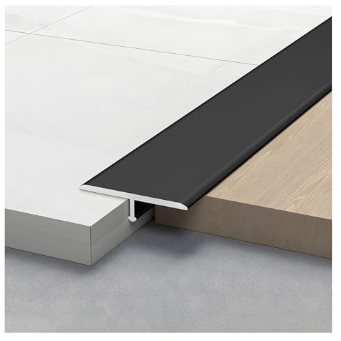 T-Form-Boden Spaltabdeckung Verbindungsleiste, Aluminium-Boden Übergang Streifen, Wandpaneel-Zierleiste Schneidbar, Boden-Flachtrennleiste(Black,3cm*270cm(90cm*3))