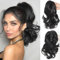 TTPSRY 25cm Perücke Damen Pferdeschwanz Verlängerung Langer Lockiger Pferdeschwanz Clip in Klaue Haarverlängerung Natürlich Aussehendes Synthetisches Haarteil(Schwarz)