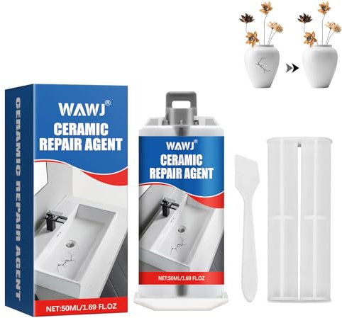 WAWJ® Fliesenreparaturset Weiß, Reparaturset für Fliesen, Granit und Marmor, Reparaturpaste für Keramikglasuren, Zum Reparieren Von Kratzern, Löchern, Rissen