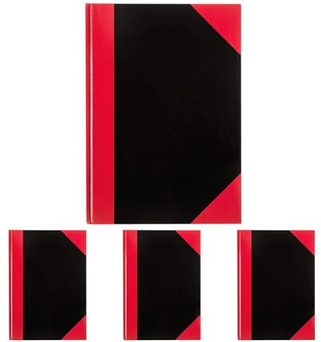 Idena 10146 - Kladde DIN A4, 96 Blatt, 70 g/m², kariert, fester Einband, rot/schwarz, 1 Stück (Packung mit 4)