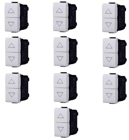 Moduli Bianchi, Compatibile Con Bticino Matix, interruttori, pulsanti, deviatori, dimmer, sensori, PIR, buzzer, Per Placche originali e compatibili (10x, interruttore Sali-scendi interbloccato)