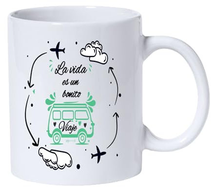 Docliick - Taza de café con frases motivadoras y original.Taza friki 350 ml, taza para regalo graciosa. Taza desayuno bonita.La vida es un bonito