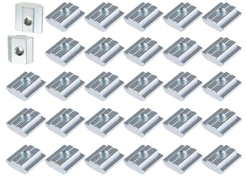 Comioke Tuercas con Ranura en T, 30 Piezas T Tuerca de Acero Carbono, Tuercas Deslizantes para Perfiles de Aluminio 30 Serie (M8)