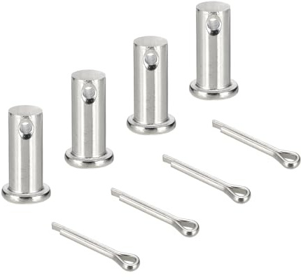 sourcing map Lot de 4 goupilles de chape M12 x 30 mm, en acier inoxydable 304, système de verrouillage à tête plate à tête plate avec goupilles fendues pour installation de meubles, remorque, tondeuse