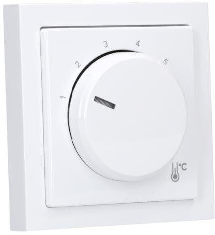 Busch-Jaeger Future linear Heizungsthermostat Set: Temperaturregler 1094 U + Zentralscheibe 1794 R-84 + Rahmen 1721-184K – Unterputz Thermostat für elektrische Fußbodenheizung in Studioweiß