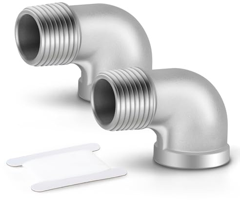 TAISHER 2 pezzi 304 gomito a 90 gradi in acciaio inox, tubo maschio da 1/4BSP a 1/4BSP femmina 304 raccordo per tubi in acciaio inox