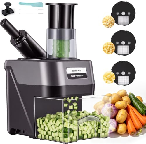 YUCHENGTECH Decoupe Legumes en Cube Électrique 9/12/16 mm 100W | Lames Interchangeables Coupe en Dés pour Pommes de Terre, Carottes, Oignons