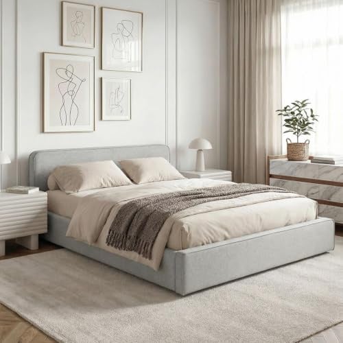 IDIMEX Polsterbett MARINI Doppelbett 120x200 cm in hellgrau - Bett gepolstert mit Lattenrost, modernes Design & stabiles Holzgestell mit Kunststofffüßen