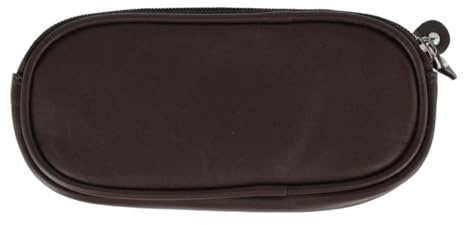 CTM Napa Leather Zip Around Double Eyeglass Case Holder, Brown