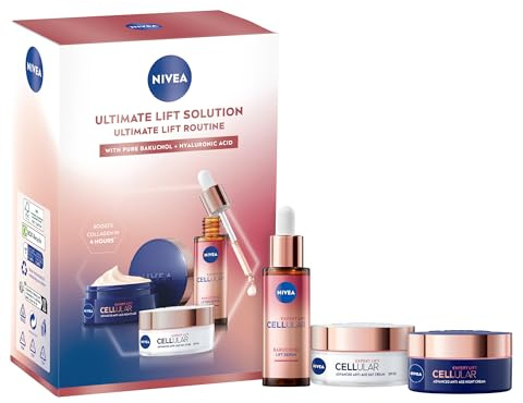 NIVEA Ultimate Lift Solution Gift Pack (3 Products), Gift Set For Women, Includes Face Serum (30ml), Day Cream With SPF30 (50ml) and Night Cream (50ml), Anti-Age Skin Care Essentials
