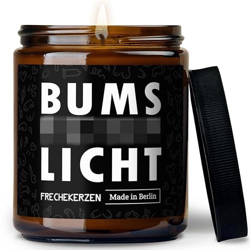 Bumslicht® das Original | Duftkerze mit Spruch für Partner | Handmade in DE | In Geschenkbox, Geburtstagsgeschenk für Frauen & Männer, Valentinstag, Jahrestag, Weihnachten | Black Vanilla