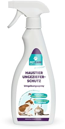 HOTREGA Petcare Umgebungsspray 500ml | Flohspray gegen Milben & Zecken | Schutz für Körbchen, Teppich & Polster | Naturbasierte Geraniol-Formel | Für Hunde, Katzen, Kleintiere und Pferde