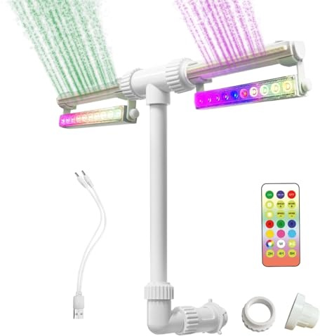 Djowyh Fontaine Solaire pour Piscine | Jeu d'eau Réglable avec Lumière,Accessoires de Piscine avec d'eau en Cascade,pour la Détente et Le Rafraîchissement, Déco Extérieure Jardin Hôtel