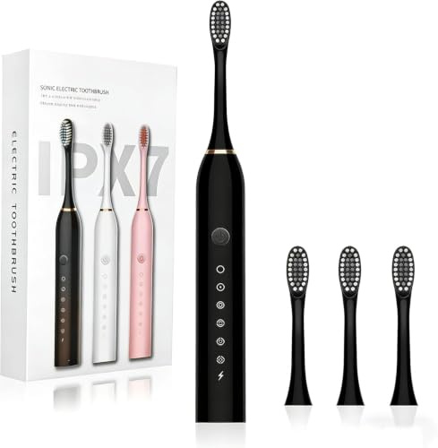Sonic Electric Toothbrush-6 Modes, 4 Replaceable Brush Heads,42000 VPM Ultrasonic Toothbrush,USB Fast Charge & 30-Day Battery,IPX7 Waterproof, Rechargeable Power Toothbrush for Adults & Travel