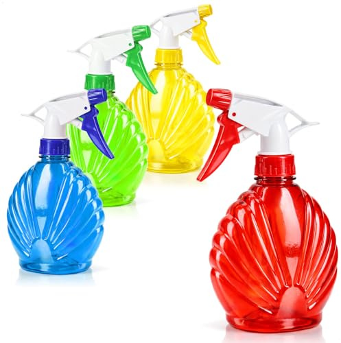 com-four® 4x Blumensprüher 300ml - Sprühflasche zur Bewässerung von Pflanzen - Wassersprühflasche zum Wasserzerstäuben und Befeuchten (4 Stück 0.3L blau/gelb/grün/rot)