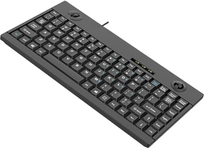 ZBIianxer Tastiera a profilo industriale a 88 tasti con tracciamento ottico, mouse a sfera con 3 pulsanti, design ergonomico e impermeabile USB, tastiere industriali impermeabili con trackball