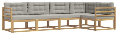 vidaXL Outdoor-Sofagarnitur 4 pcs Weiß und Hellgrau Polyester, Moderne Terrasse, langlebige Outdoor-Möbel, wetterfeste Lounge, gemütliches Sofa, vielseitige Pool-Couch
