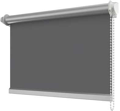 INTERDECO Verdunkelungsrollo mit Seitenzug, Thermo-Rollo, aus Polyester, Klemmfix-Rollo ohne Bohren, Taubenblau Blau-Grau, verdunkelnd mit rückseitiger Silberbeschichtung, Typ 3005, 75,5 x 175 cm