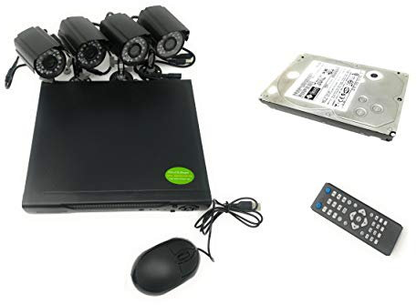 TEMPO DI SALDI Kit Videosorveglianza Dvr 4 Canali + 4 Telecamere Infrarossi + Hard Disk 500 Gb