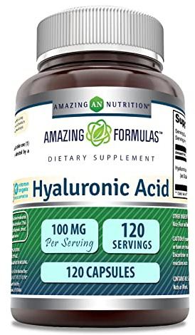 Amazing Formulas Hyaluronic Acid 100 Mg Supplement | Capsules | Non-GMO | Gluten-Free | Made in USA (1 Pack | 120 Count)