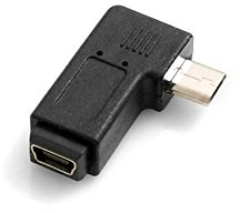 System-S Mini USB Buchse auf Micro USB Stecker 90° Rechts Gewinkelt Winkelstecker Adapter
