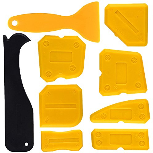 Kuuqa Silicone Sealant Scraper Smoothing Tool Caulking Tool Kit Grout Finishing Tools for Bathroom Kitchen Room,Set of 9