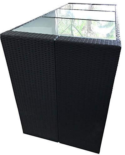 Bartisch Davos Polyrattan schwarz 185x80x110cm Gartenbar Tresen Theke Tisch