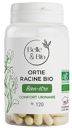 ÉLIMINATION RÉNALE CHEZ L'HOMME - Ortie Racine Bio certifiée Ecocert - Action sur le prostate - 120 gélules - Cure 1 mois - Complément Alimentaire BELLE&BIO - Fabriqué en France