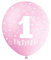 Unique Party Supplies 56111 Perlmutt-glänzende 1. Geburtstag-Latex-Luftballons - 30 cm - Rosa - 5er-Pack