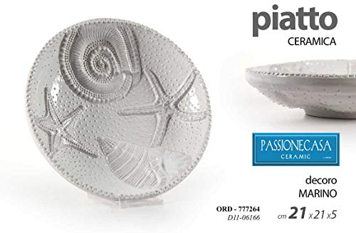 Gicos Piatto Vassoio in Ceramica 21 * 21 * 5 cm Decoro Marino ORD-777264