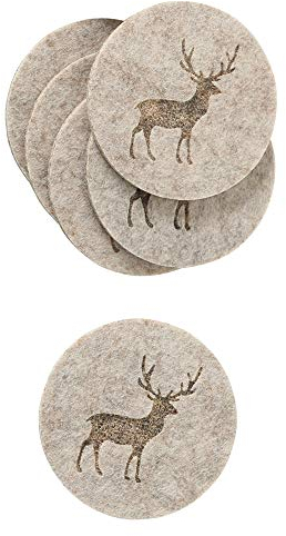 Boltze Home Collections Untersetzer Tjark Ø 10 cm - 6er Set - (beige Hirsch)