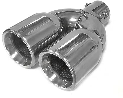 Doppel Dual Auspuffblende Endrohr Endstuck Auspuff Blende Schalldampf Sportauspuff Universell Schalldampf Sport Tuning Optik Edelstahl Rund von 38mm bis 50mm
