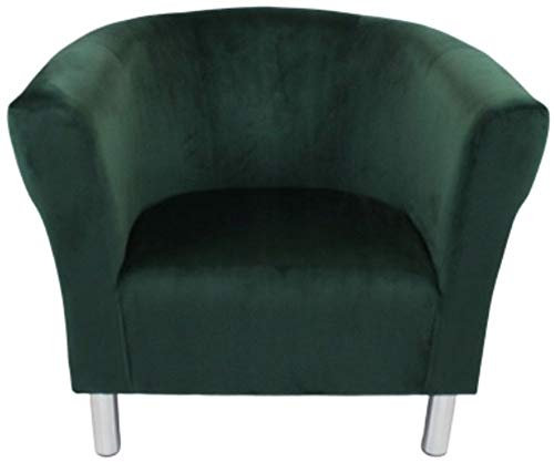 MartHome Club Trio Sessel, Gepolsterter Sessel Chromfüßen, Clubsessel, Cocktailstuhl Veloursstoff, Sitzsack, Plüsch Loungestuhl, Sessel Für Wohnzimmer/Wartezimmer/Bürosessel (grün)