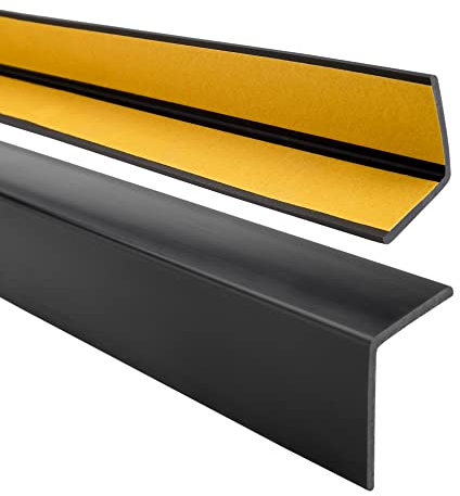 Quest Cornière PVC 27x27mm – Baguette d’Angle de Protection, profilé autoadhésif – Protection et rebords, Souple Autocollant – Noir, 70cm