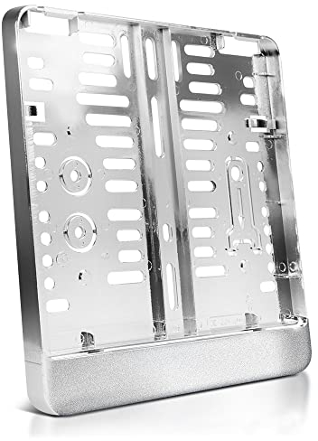 schildEVO Kennzeichenhalter | 220 x 200 mm | Chrom Look mattiert | Motorrad Nummernschildhalter | Silber Metallic Glanz | Roller Quad | DHL-Versand