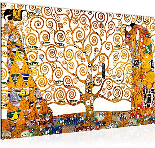 Runa Art Tableau mural Gustav Klimt Arbre De Vie Moderne Tableau Decoracion Murale - Abstrait Jaune Salle 700015a