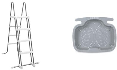 Intex Sicherheitsleiter 28076, für Pools von 122 cm Höhe, grau & Pool Foot Bath - Poolzubehör - Pool Fußbad - 56 x 46 x 9 cm