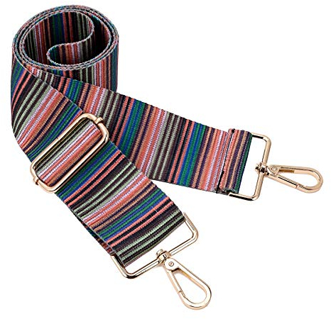 ZOUIQSS Damen Goldfarbene Bunter Schultergurt längenverstellbarer breiter Tragegurt Schultergurt für Handtaschen 3.8cm breit 73-125cm-Schultergurt für Handtaschen((5CM) Color bar)