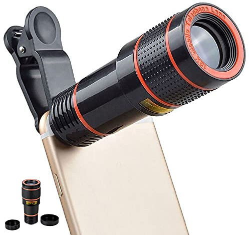 Yolistar Kit de Lentes de Teléfono, Zoom Telescopio Monocular, Teleobjetivo para Telefoto 12X, Ojo de Pez, Lente Caleidoscopio para iPhone Samsung Smartphone, Ideal para Camping, Concierto, Partido