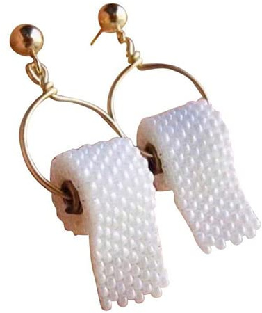 XIGAWAY Pearl Toilet Paper Ear Hooks 3D Paper Earrings Roll Ear Drops Jewellery Gifts