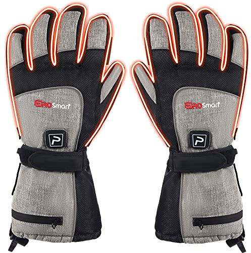 Gants Chauffants Rechargeables Gant de Chauffage Électrique - Gants Chauffants Thermiques avec Batterie 4400mAh pour Hommes Femmes Ski Plein Air Hiver Froid Randonnée Chasse (M, Noir-Gris)