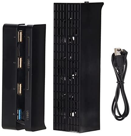 for Slim Cooling Fan and USB Hub Kit Game Console Automatic Temperature Cooling Fan USB Powered Adapter, Automatic Intelligent External Cooler for Slim Host