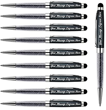 Kugelschreiber mit Gravur, luxuriöser Business-Stift mit Stylus-Spitze, schwarze Tinte, Ersatzminen, hochwertige Stifte, personalisierbar mit Namen, Nachricht auf den Stiften, Geschenkstift-Set