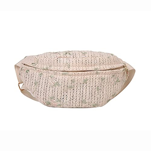 Laimoere Sac banane tendance en paille pour femme, sac banane de plage, sac à bandoulière pour sport, entraînement, voyage, sac de poitrine décontracté
