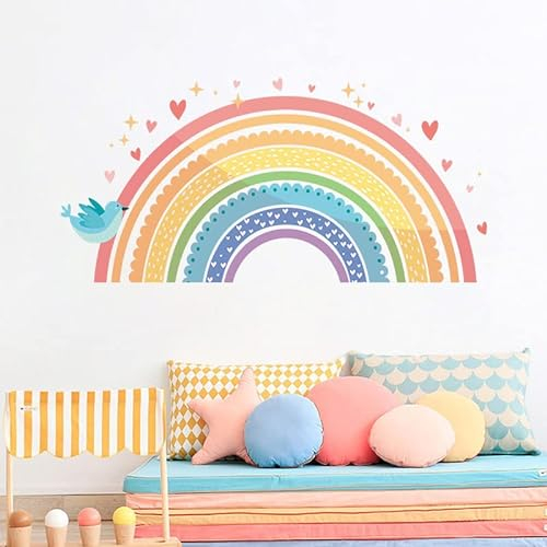 HGDESIGN® Wandtattoo Wandaufkleber Wandsticker Große Regenbogen Rainbow Kinderzimmer Babyzimmer Kind Baby Mädchen Wanddeko