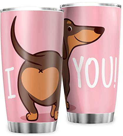 MYSLC Kaffeebecher Reisebecher Süßer Dackel Hund Thermobecher Edelstahl Rostfrei Vakuumisoliert Becher Tassen mit spritzwassergeschütztem Deckel Trinkbecher kaffeetasse Multicolor 600ml
